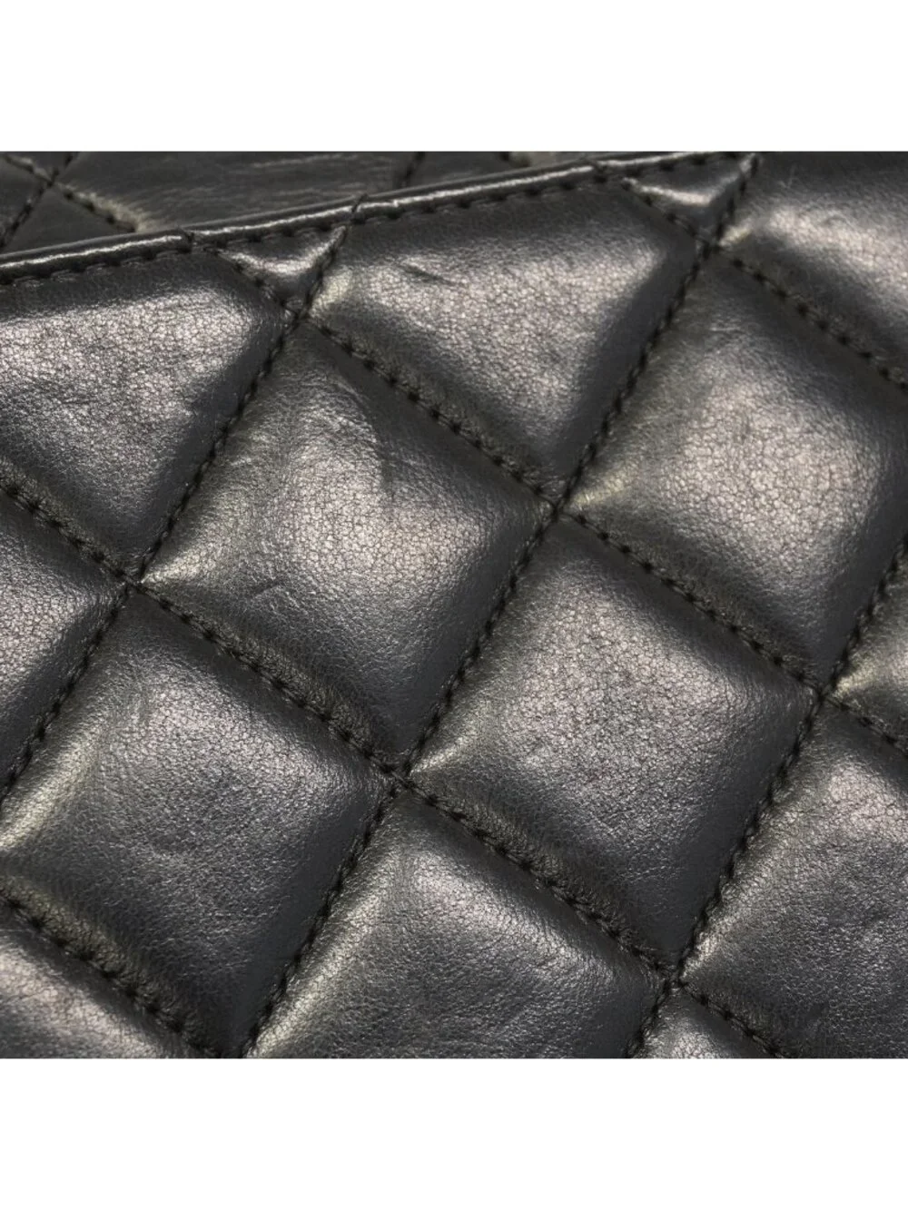 Chanel Shoulder Bag Quilted Lambskin Black Gold